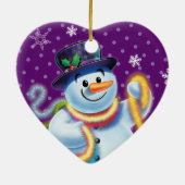 Hart Kerstboom decoratie Snowman & tinsel. (Achterkant)