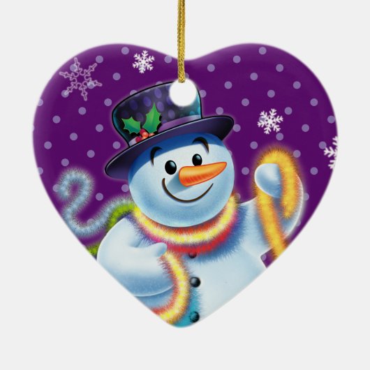 Hart Kerstboom decoratie Snowman & tinsel. (Achterkant)
