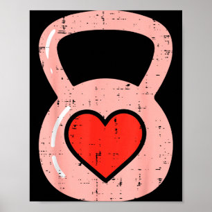Hart Kettlebell Gym Fitness Valentijnsdag Mannen W Poster