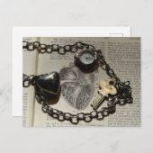 Hart, Kijk, Sleutel Ketting op  Menselijk Hart Briefkaart (Voorkant / Achterkant)