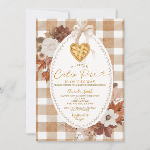 Hart Klein Cutie Pie Bruine Gingham Baby Shower Kaart