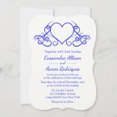  Hart Kobalt Blauw & Wit Huwelijksliefde Kaart (Voorkant)