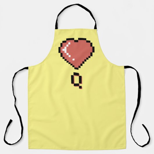 Hart koningin zwarte omtrek schort (Voorkant)