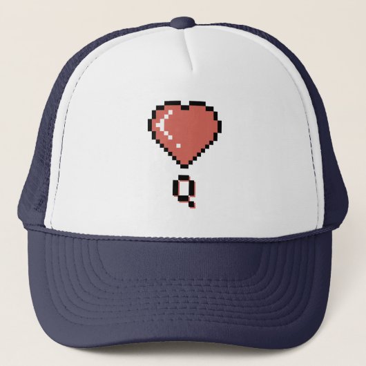 Hart koningin zwarte omtrek trucker pet (Voorkant)