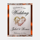 Hart, Koper Ribbon & Sparkle Welkom Acryl Bord (Voorkant)