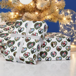 Hart Krans Kippen Kerstmis Cadeaupapier