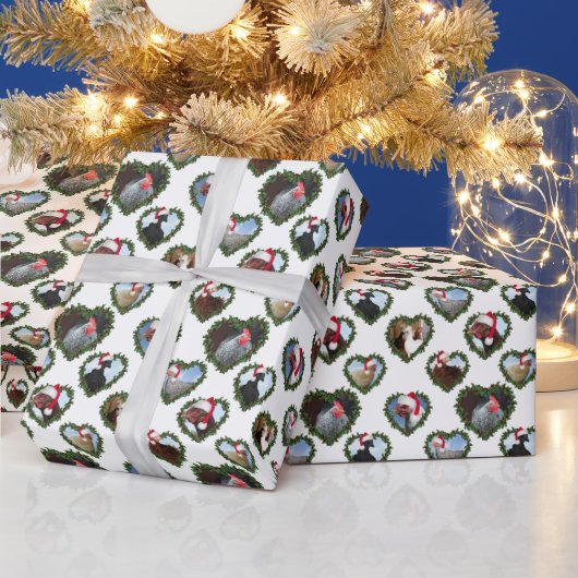 Hart Krans Kippen Kerstmis Cadeaupapier (Feestdagen)