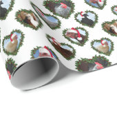 Hart Krans Kippen Kerstmis Cadeaupapier (Rol Hoek)
