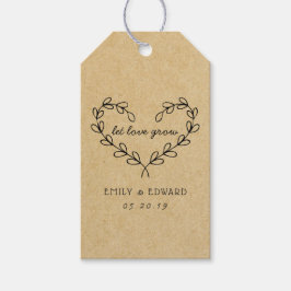 Hart krans Laat liefde groeien bruiloft gunst Cadeaulabel