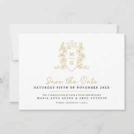 Hart kroon kuif wit goud foto bruiloft save the date