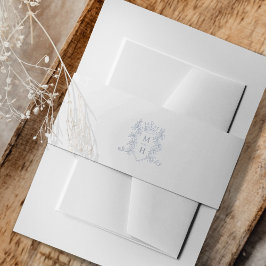 Hart kroon monogram zilveren en witte bruiloft uitnodigingen wikkel