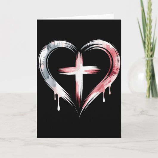 Hart Kruis Christelijk Geloof Liefde Kaart (Voorkant)