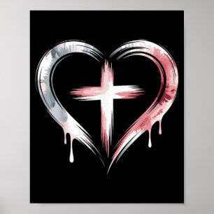 Hart Kruis Christelijk Geloof Liefde Poster