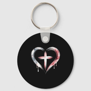 Hart Kruis Christelijk Geloof Liefde Sleutelhanger