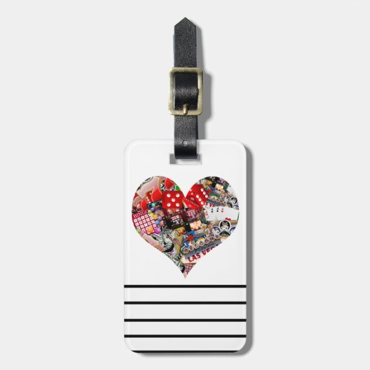 Hart - Las Vegas Spel Kaart Vorm Bagagelabel (Voorkant verticaal)