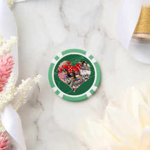 Hart - Las Vegas Spel Kaart Vorm Poker Chips