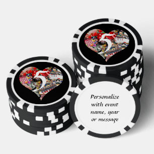 Hart - Las Vegas Spel Kaart Vorm Poker Chips