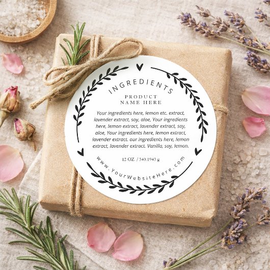 Hart Laurierkrans Ingrediënten Label Stickers