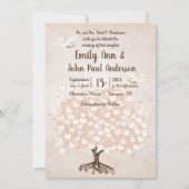 Hart Leaf Bleek Blush Pink Tree Dove Weddenschap Kaart (Voorkant)