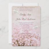 Hart Leaf Bleek Dogwood Pink Tree Dove Weddenschap Kaart (Voorkant)