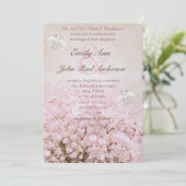 Hart Leaf Bleek Dogwood Pink Tree Dove Weddenschap Kaart (Staand voorkant)