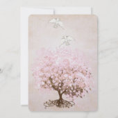 Hart Leaf Bleek Dogwood Pink Tree Dove Weddenschap Kaart (Achterkant)