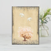 Hart Leaf Coral Tree Dove Love Bird Weddings Kaart (Staand voorkant)