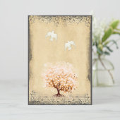 Hart Leaf Coral Tree Dove Love Bird Weddings Kaart (Staand voorkant)