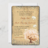 Hart Leaf Coral Tree Dove Love Bird Weddings Kaart (Achterkant)