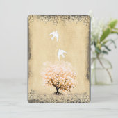 Hart Leaf Coral Tree Dove Love Bird Weddings Kaart (Staand voorkant)