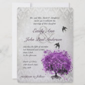 Hart Leaf Radiant Paarse Boom Bia Weddenschap Kaart (Achterkant)