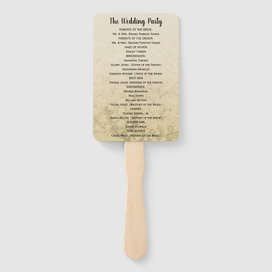 Hart Leaf Tree Wedding Program Handwaaier (Achterkant)