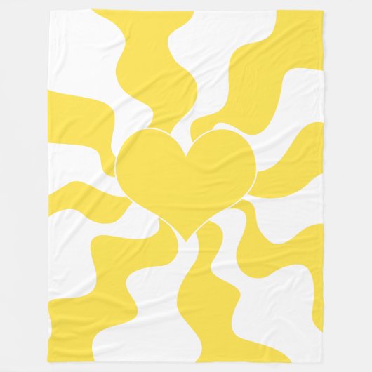 Hart - Lemon Geel en Wit Fleece Deken (Voorkant)