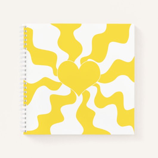 Hart - Lemon Geel en Wit Notitieboek (Voorkant)