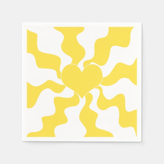 Hart - Lemon Geel en Wit Servet (Voorkant)