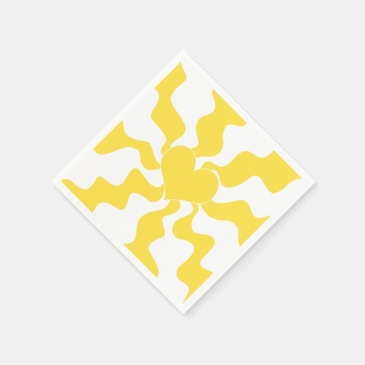 Hart - Lemon Geel en Wit Servet (Hoek)