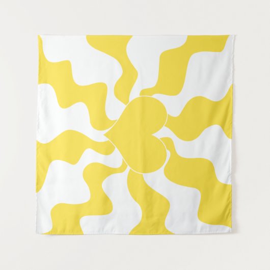 Hart - Lemon Geel en Wit Wandkleed (Voorkant (horizontaal))