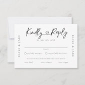 Hart Lettertype Bruiloft RSVP Kaartje (Voorkant)