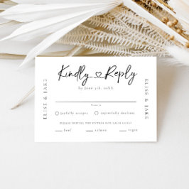 Hart Lettertype Bruiloft RSVP Kaartje