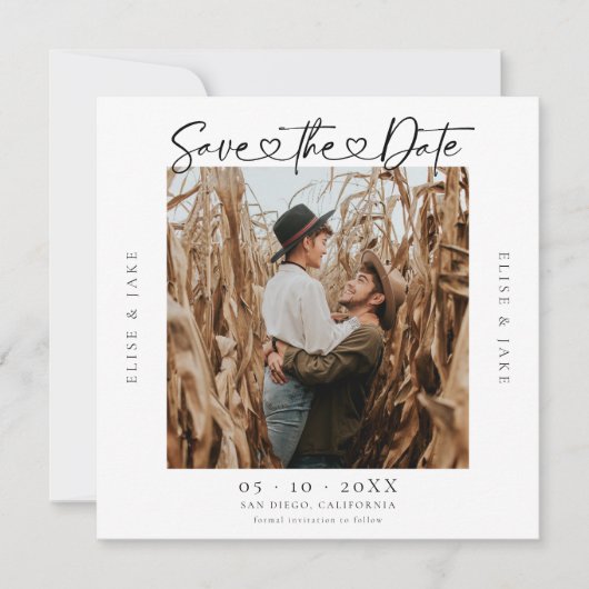 Hart Lettertype Trouwfoto Save The Date (Voorkant)