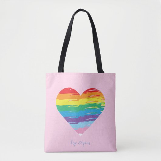 HART LGBTQIA Regenboogvlag, Pride Roze Canvas tas (Voorkant)