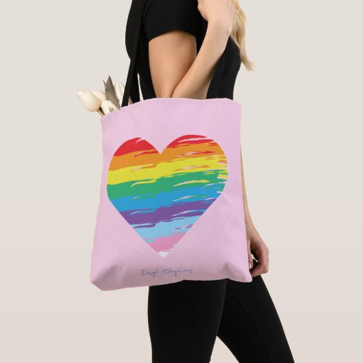 HART LGBTQIA Regenboogvlag, Pride Roze Canvas tas (Dichtbij)