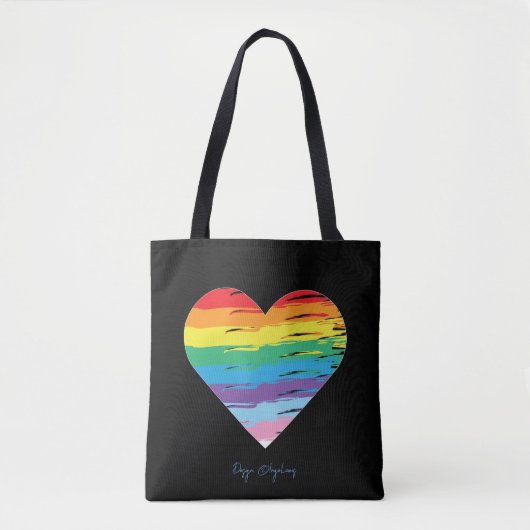 HART LGBTQIA Regenboogvlag, Zwarte Canvas tas (Voorkant)