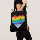HART LGBTQIA Regenboogvlag, Zwarte Canvas tas (Dichtbij)