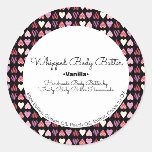 Hart Lichaam Boter Bad Branding Verpakking Ronde Sticker (Voorkant)