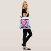 Hart licht Canvas tas (Op model)