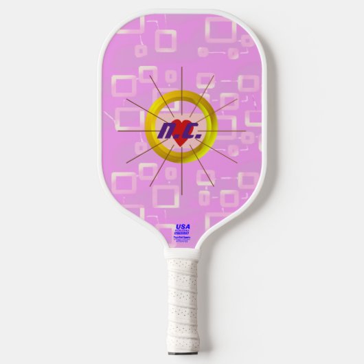 Hart Licht Roze Tint Vierkantjes Pickleball Paddle (Voorkant)