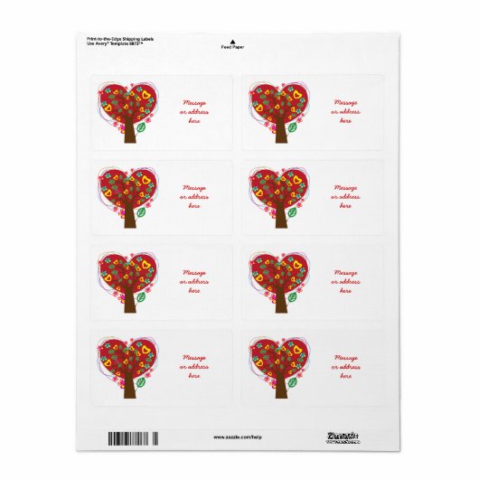 Hart liefde boom Valentijn's aangepaste label (Full Sheet)