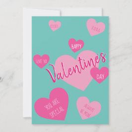 Hart Liefde Gelukkig Valentijnsdag Mint Roze Beric Feestdagenkaart