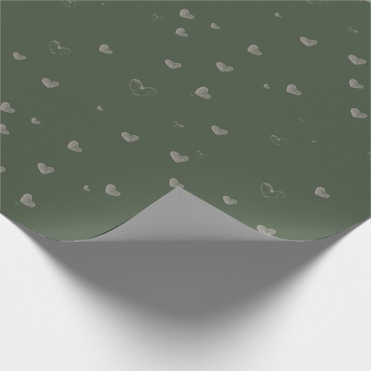 Hart Liefde Kerstmis Donker Groen Inpakpapier (Hoek)